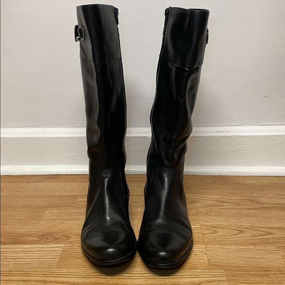 Anne Klein Women’s Black Leather Boots, Size 10/10.5.